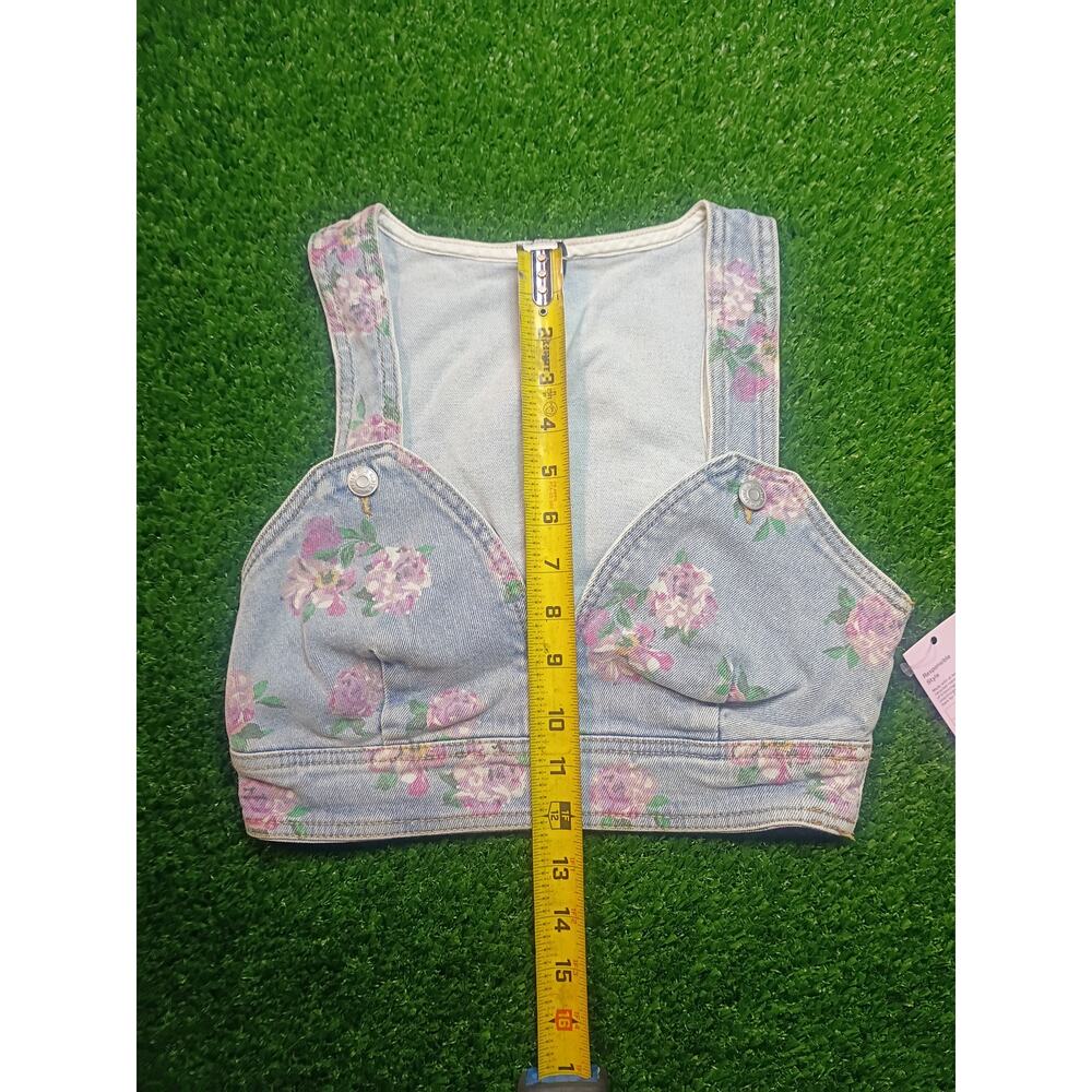Wild Fable Light Wash Floral Denim Corset Top XXS - New With Tags - Picture 4 of 6